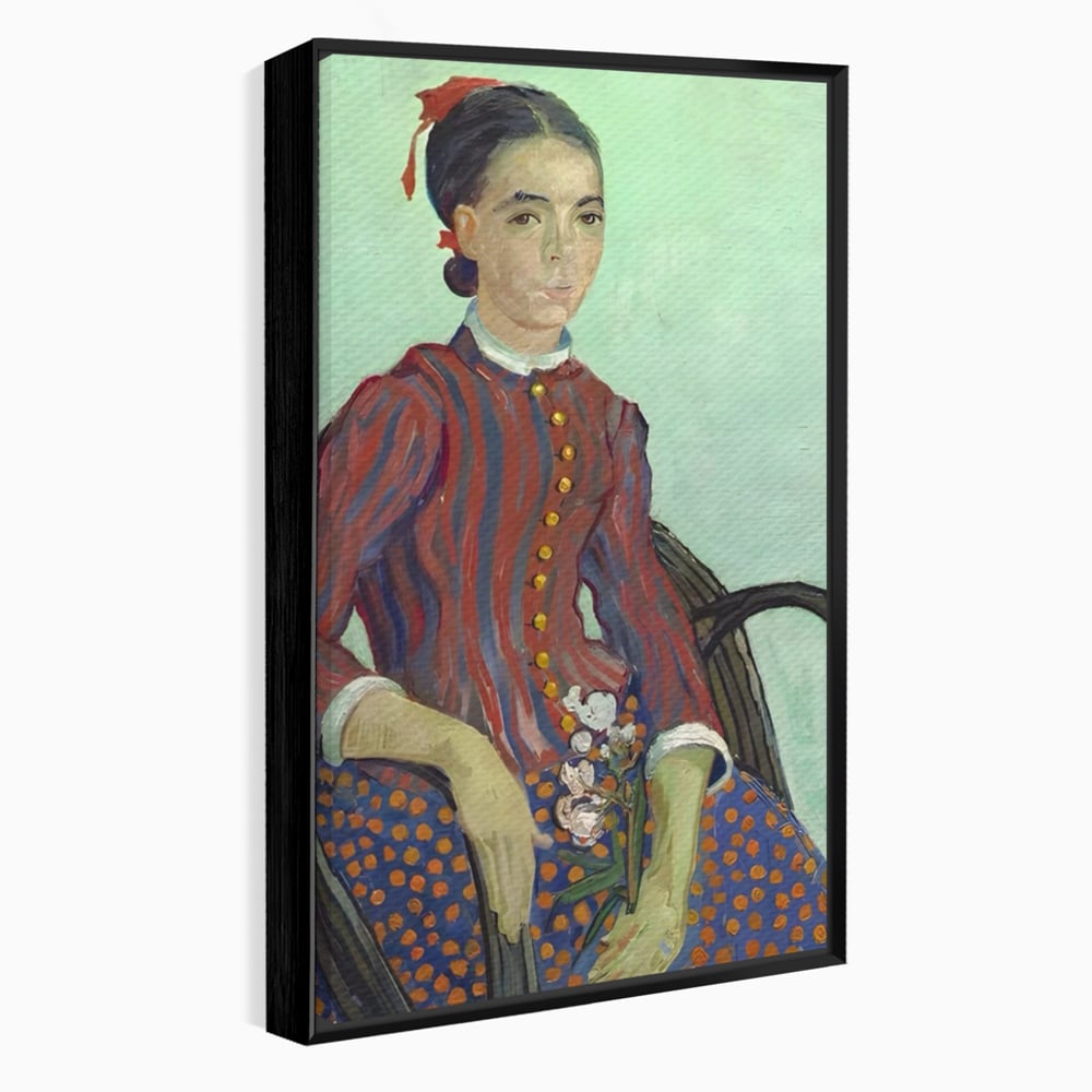 Tablou canvas cu reproducere pictura portret feminin, in rama de aluminiu negru