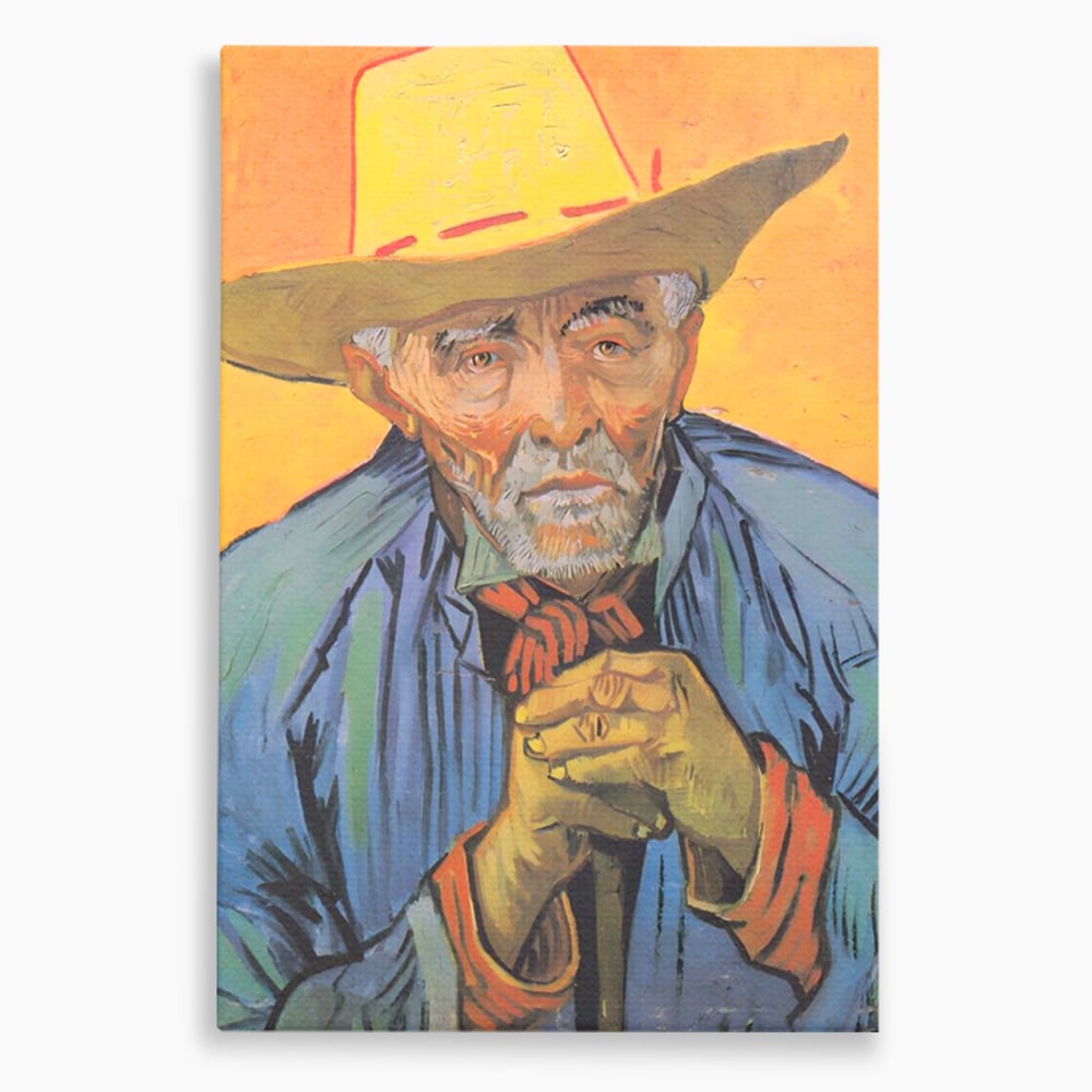 Tablou canvas cu tablou canvas cu portretul unui batran cu palarie, fara rama, pe sasiu de lemn