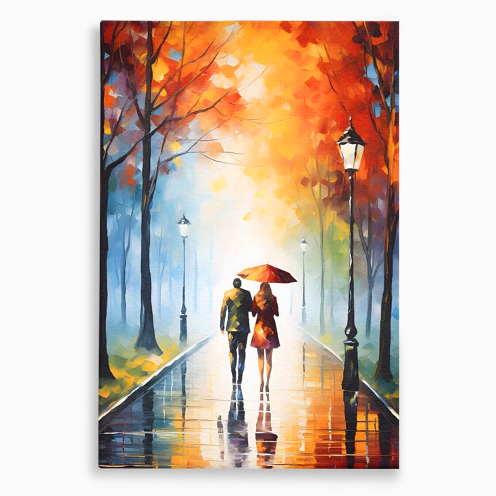 Tablou canvas cu tablou canvas cuplu sub umbrela, fara rama, pe sasiu de lemn