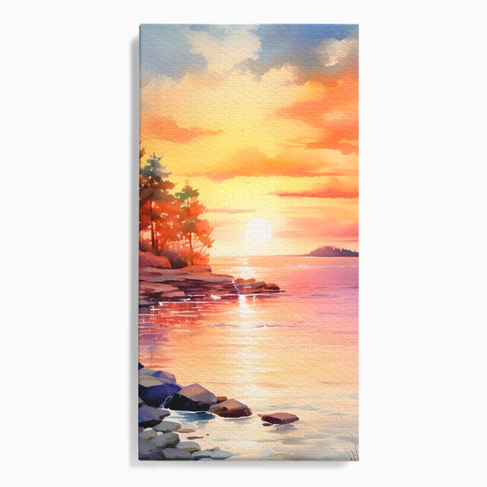 Tablou canvas cu tablou canvas cu peisaj de apus, fara rama, pe sasiu de lemn