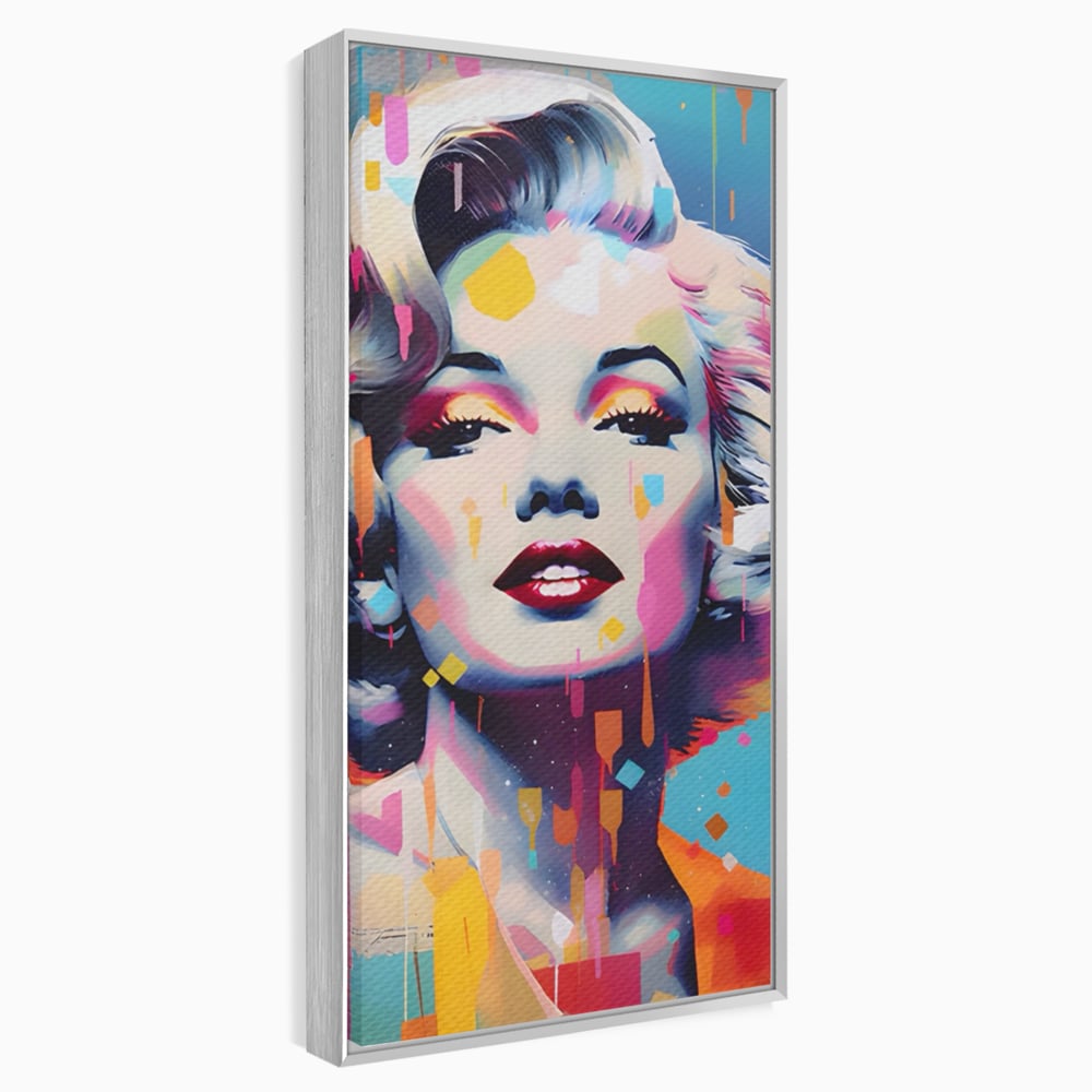 Tablou canvas cu tablou canvas portret pop art marilyn monroe, in rama de aluminiu argintiu