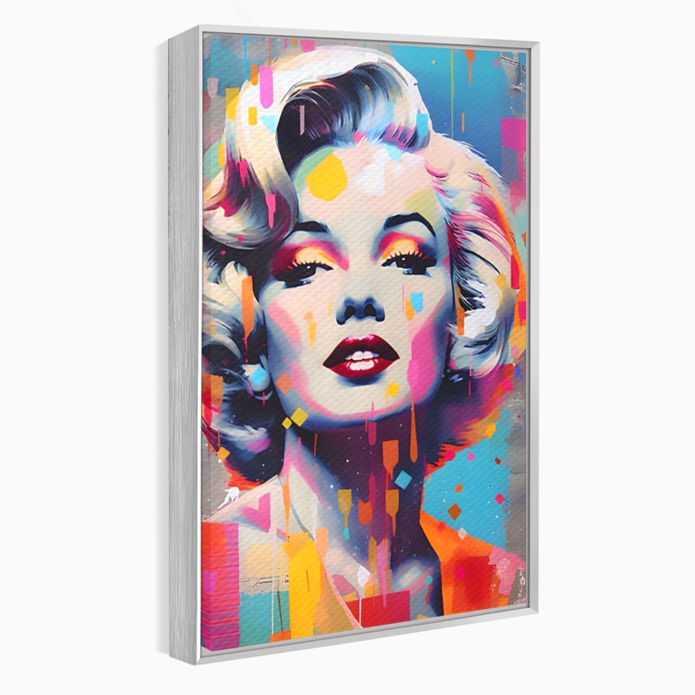 Tablou canvas cu tablou canvas portret pop art marilyn monroe, in rama de aluminiu argintiu