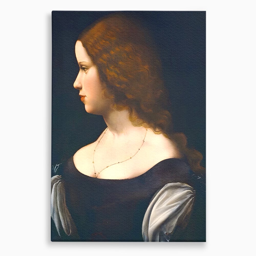 Tablou canvas cu tablou canvas cu portretul unei tinere, fara rama, pe sasiu de lemn