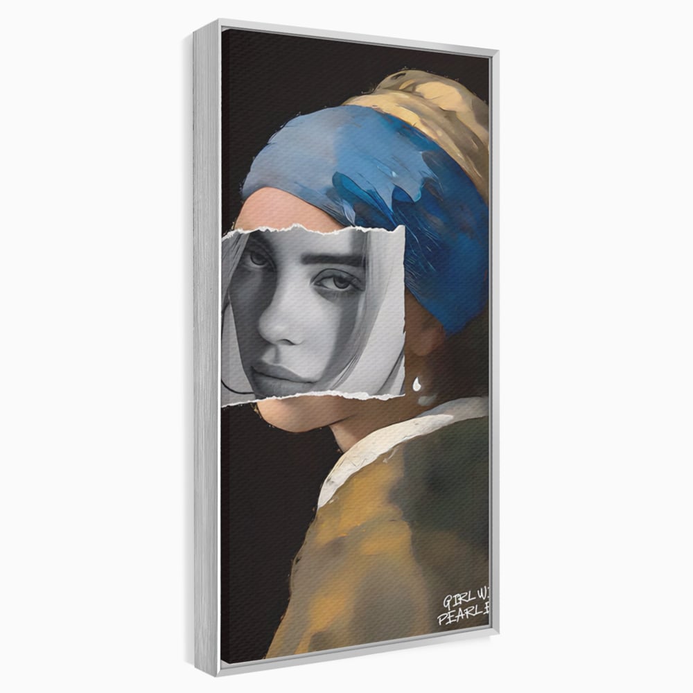 Tablou canvas cu tablou canvas portret feminin modern, in rama de aluminiu argintiu