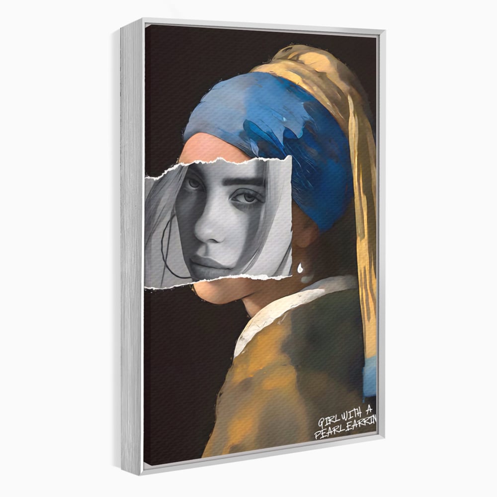 Tablou canvas cu tablou canvas portret feminin modern, in rama de aluminiu argintiu