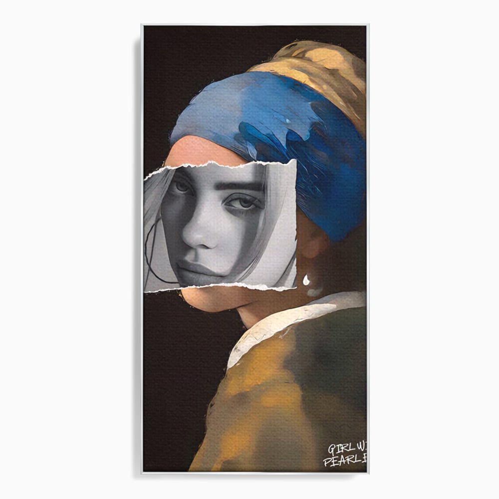 Tablou canvas cu tablou canvas portret feminin modern, in rama de aluminiu argintiu