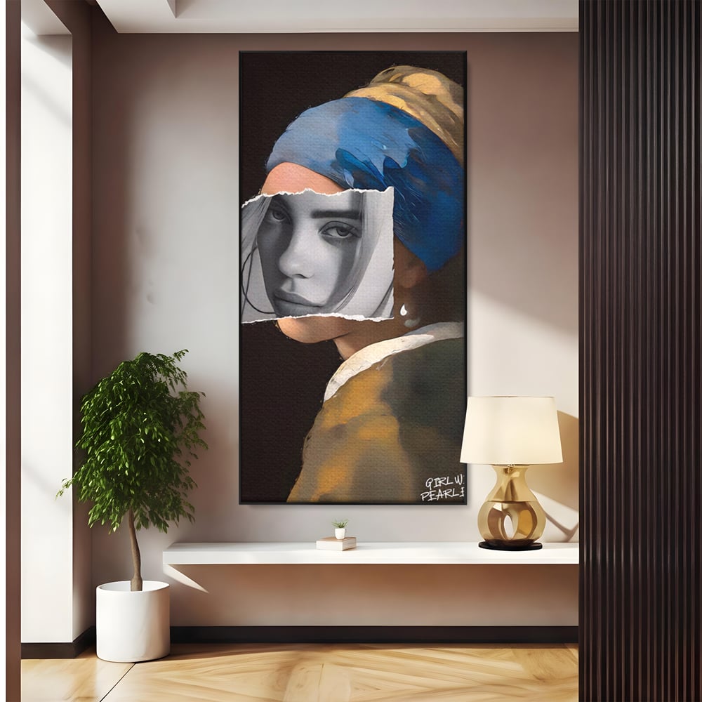 Tablou canvas cu tablou canvas portret feminin modern, in rama de aluminiu negru