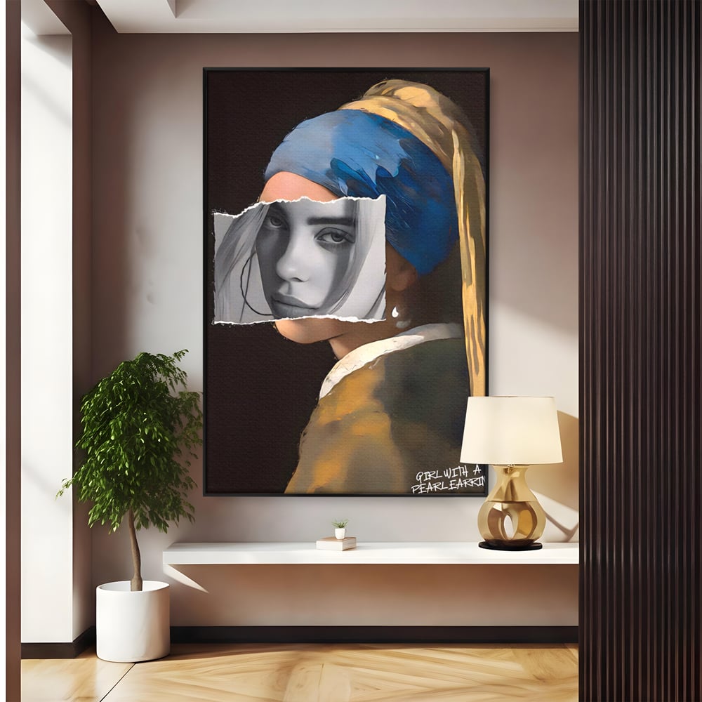 Tablou canvas cu tablou canvas portret feminin modern, in rama de aluminiu negru