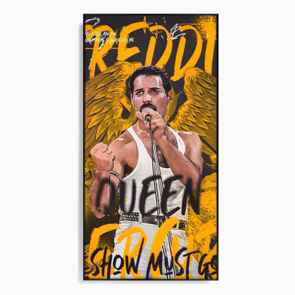Tablou canvas cu tablou canvas cu freddie mercury, in rama de aluminiu negru
