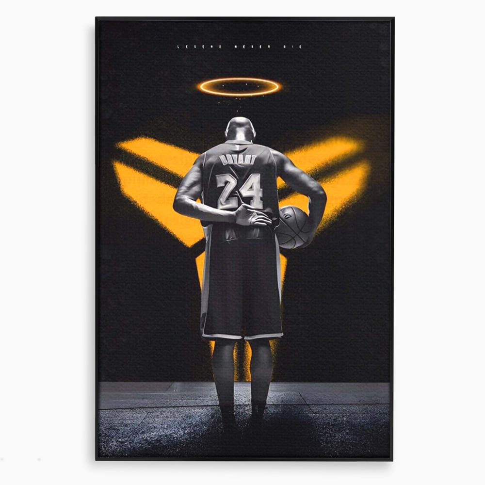 Tablou canvas cu tablou canvas cu baschetbalistul kobe bryant, in rama de aluminiu negru