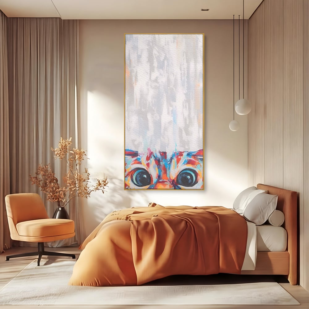 Tablou Canvas A1529, Cat Eyes , Room, Pisica, Privire, Animal, Felina, Dressing, Club Sportiv, Culori Vibrante