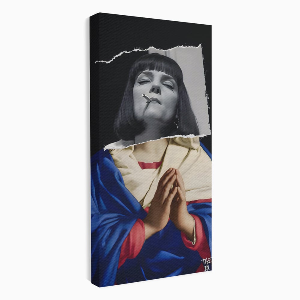 Tablou canvas cu tablou canvas cu colaj suprarealist, fara rama, pe sasiu de lemn