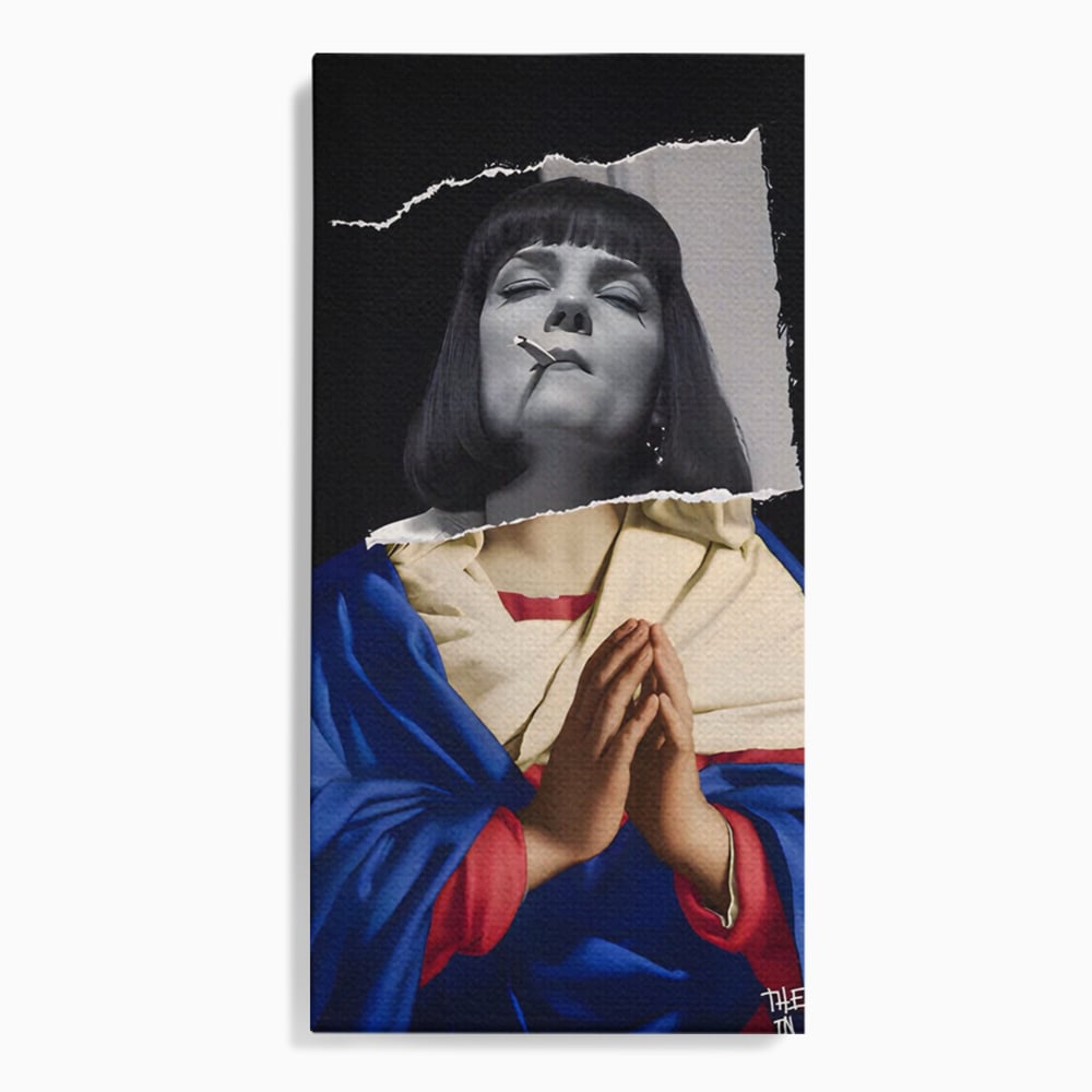 Tablou canvas cu tablou canvas cu colaj suprarealist, fara rama, pe sasiu de lemn