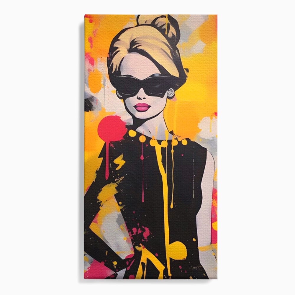 Tablou canvas cu tablou canvas cu femeie in stil pop art, fara rama, pe sasiu de lemn