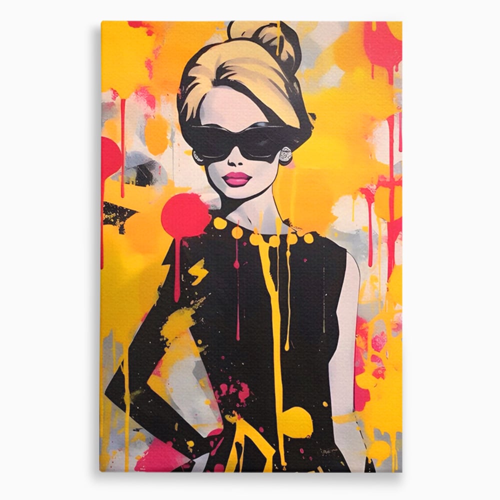 Tablou canvas cu tablou canvas cu femeie in stil pop art, fara rama, pe sasiu de lemn