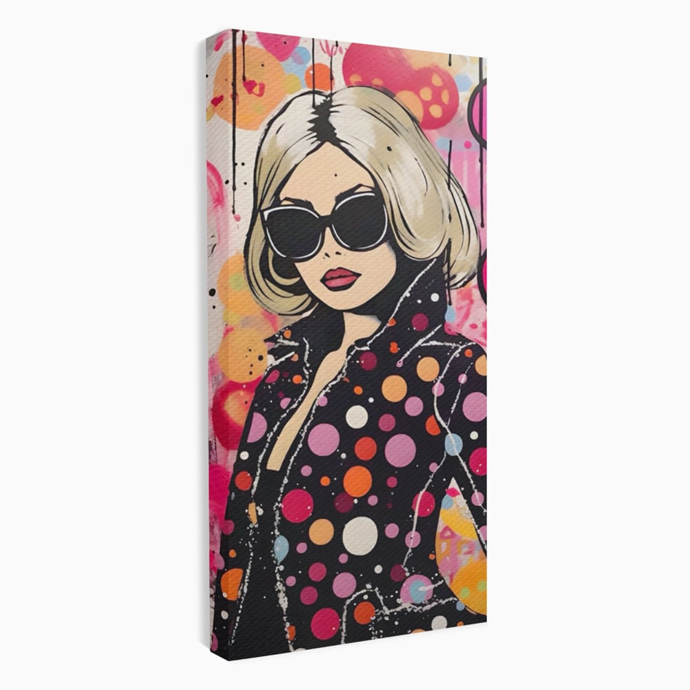 Tablou canvas cu tablou canvas cu portret pop art, fara rama, pe sasiu de lemn