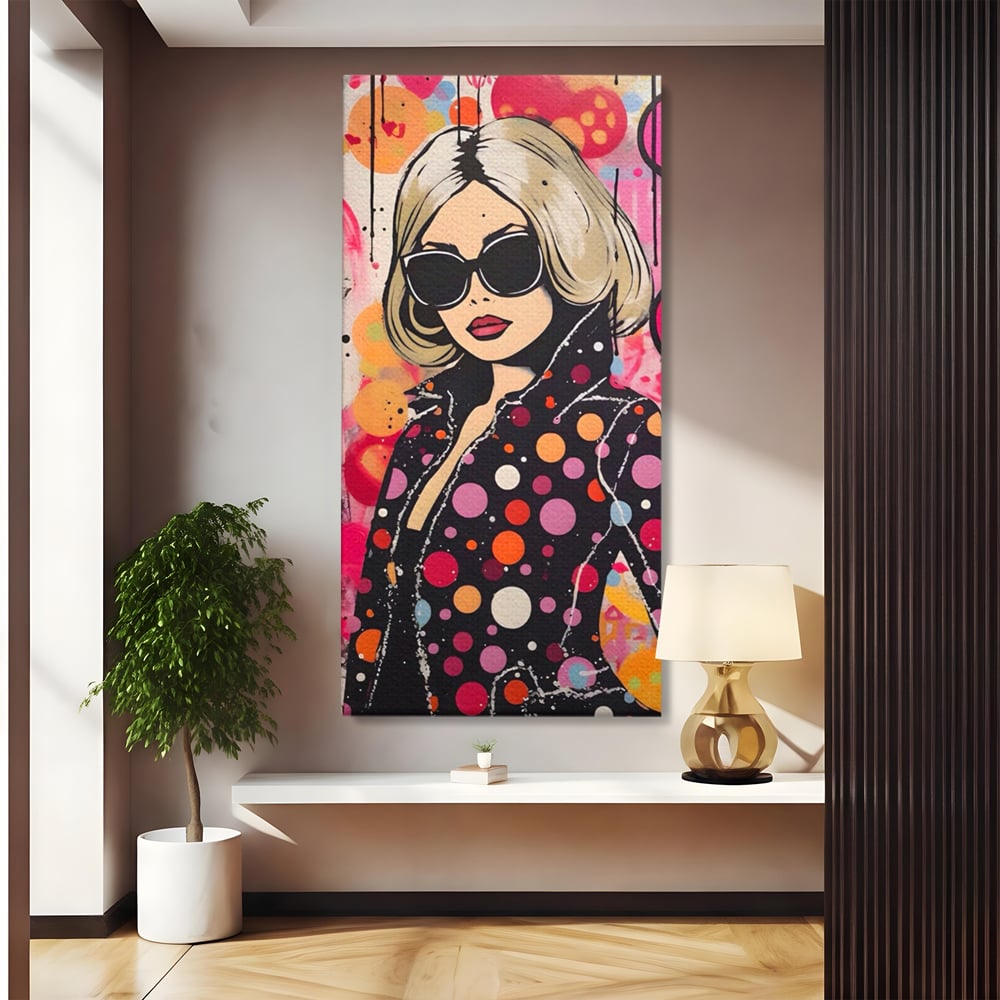 Tablou canvas cu tablou canvas cu portret pop art, fara rama, pe sasiu de lemn