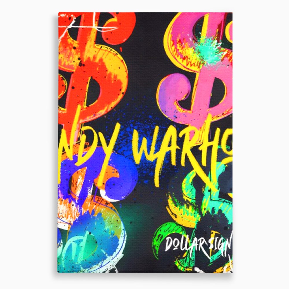 Tablou canvas cu tablou canvas cu simboluri dollar colorate, fara rama, pe sasiu de lemn