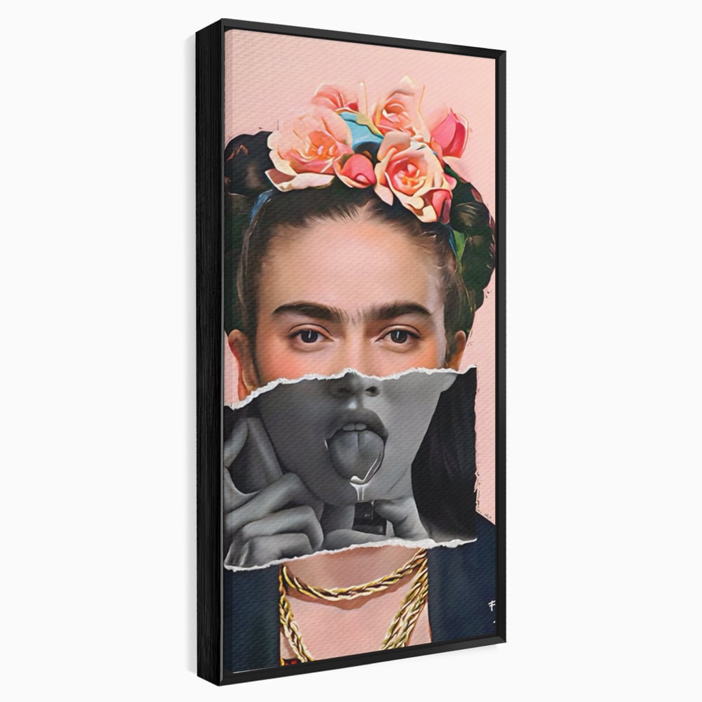 Tablou canvas cu tablou canvas cu portret collage, in rama de aluminiu negru