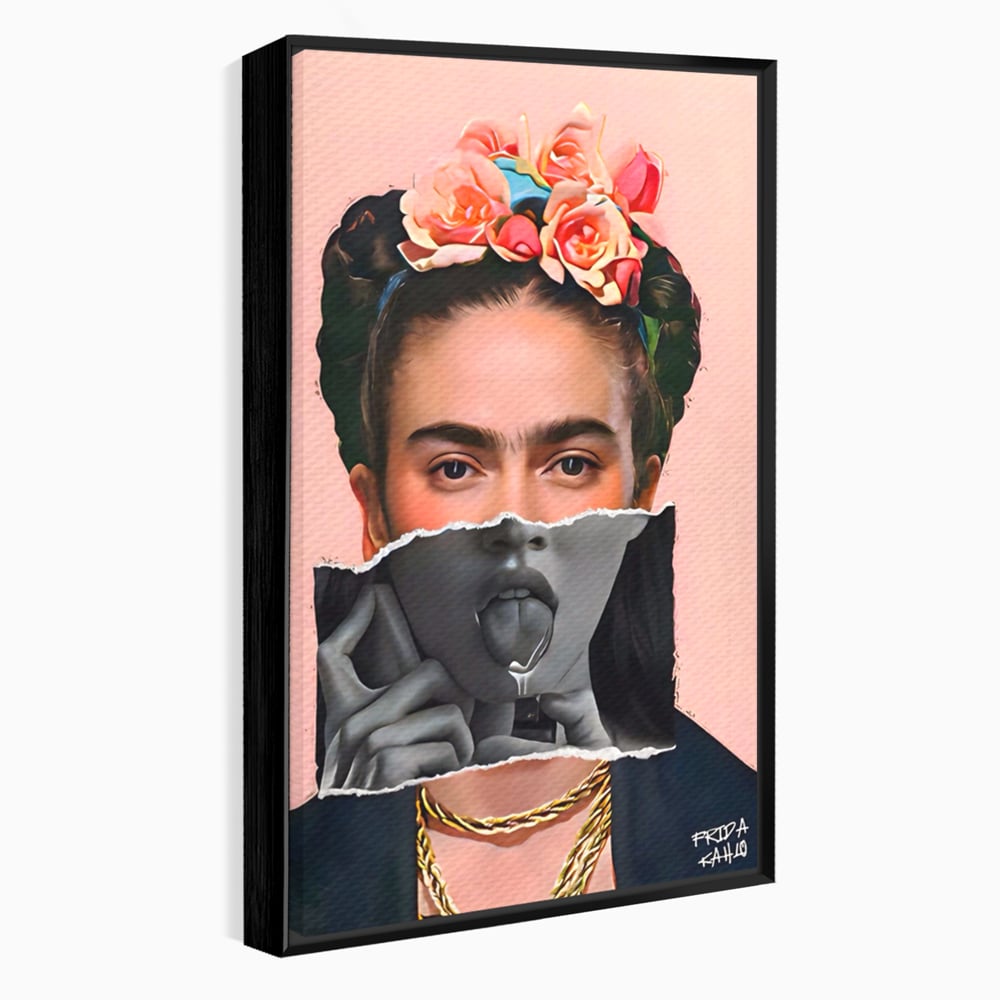 Tablou canvas cu tablou canvas cu portret collage, in rama de aluminiu negru