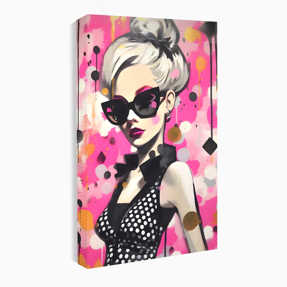 Tablou canvas cu tablou canvas cu femeie stilizata, fara rama, pe sasiu de lemn