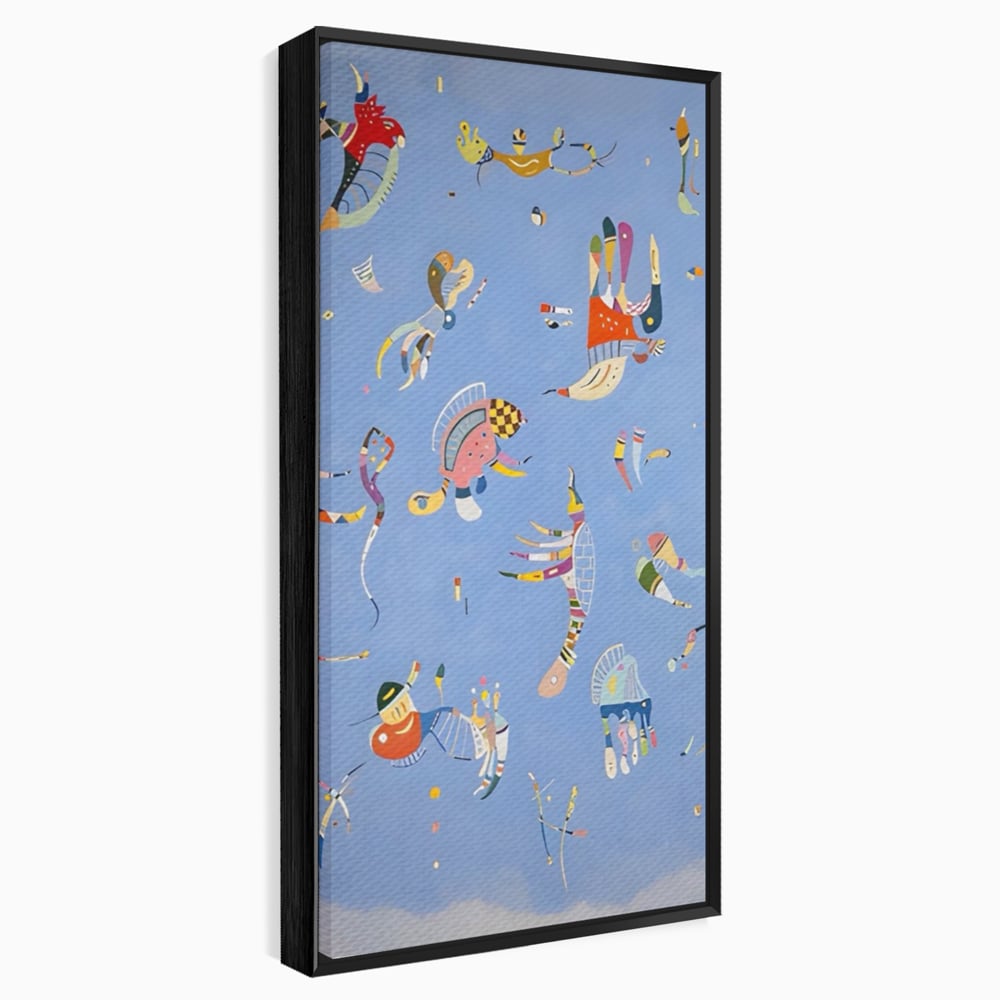 Tablou canvas cu tablou canvas cu animale acvatice stilizate, in rama de aluminiu negru