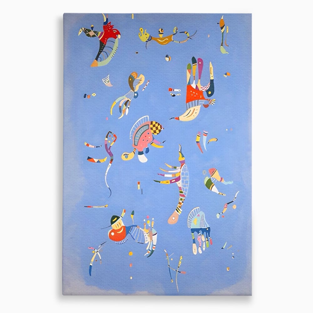 Tablou canvas cu tablou canvas cu animale acvatice stilizate, fara rama, pe sasiu de lemn