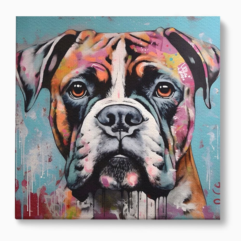 Tablou canvas cu tablou canvas cu cap de boxer, fara rama, pe sasiu de lemn