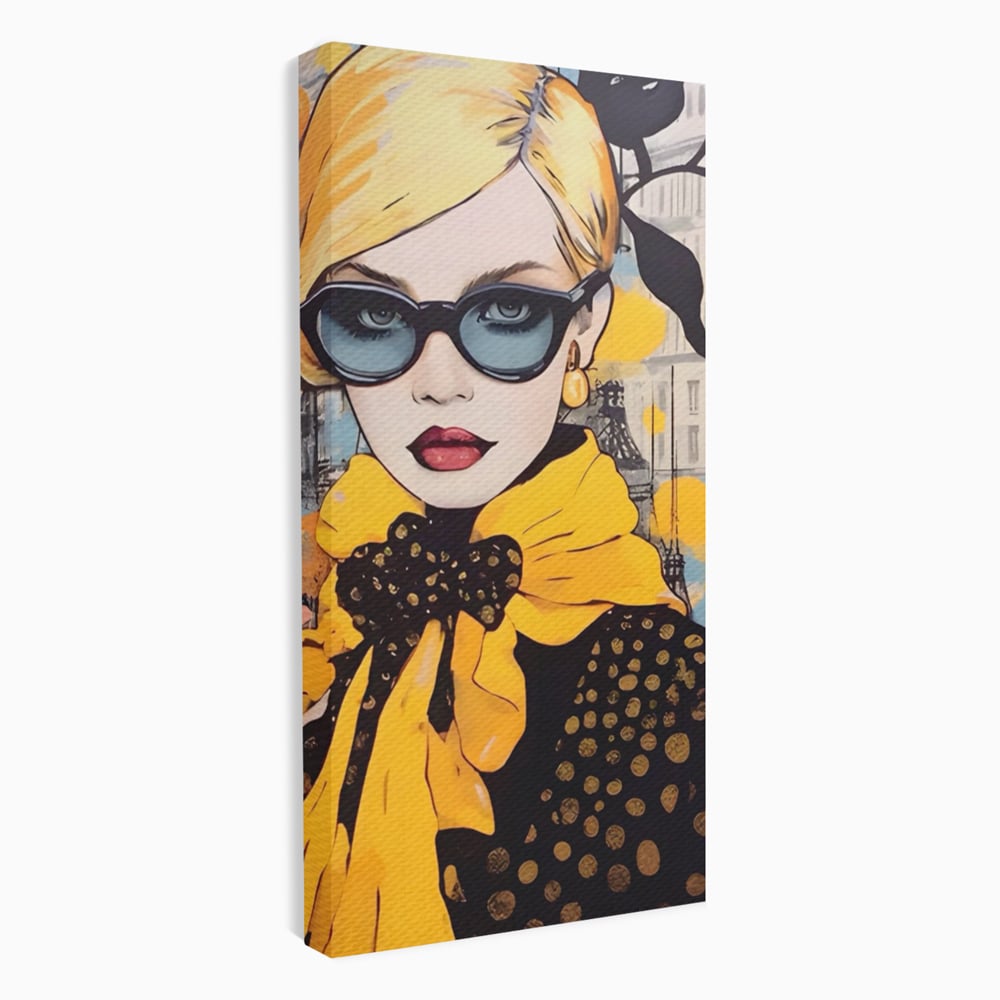 Tablou canvas cu tablou canvas cu portret de femeie blonda, fara rama, pe sasiu de lemn