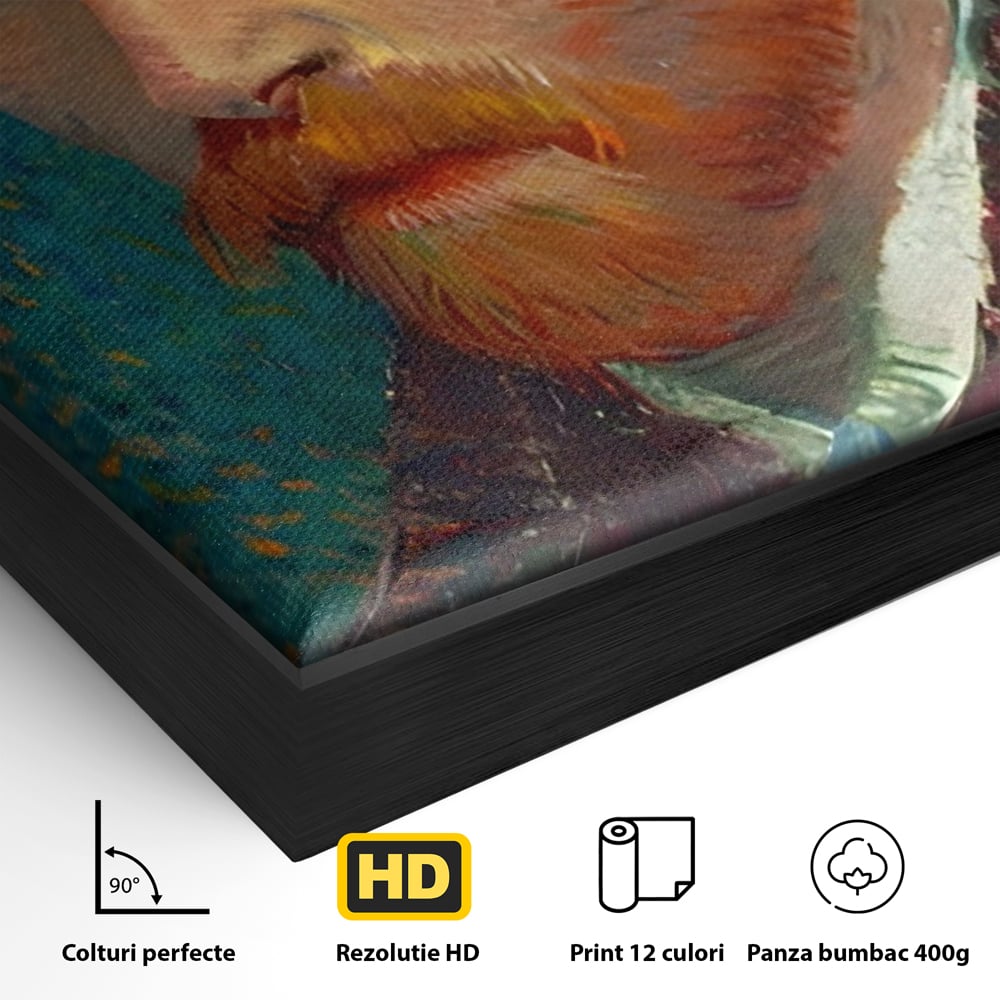 Detaliu al suprafetei: autoportret vincent van gogh, in rama de aluminiu negru