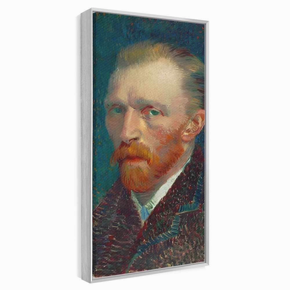 Tablou canvas cu autoportret vincent van gogh, in rama de aluminiu argintiu