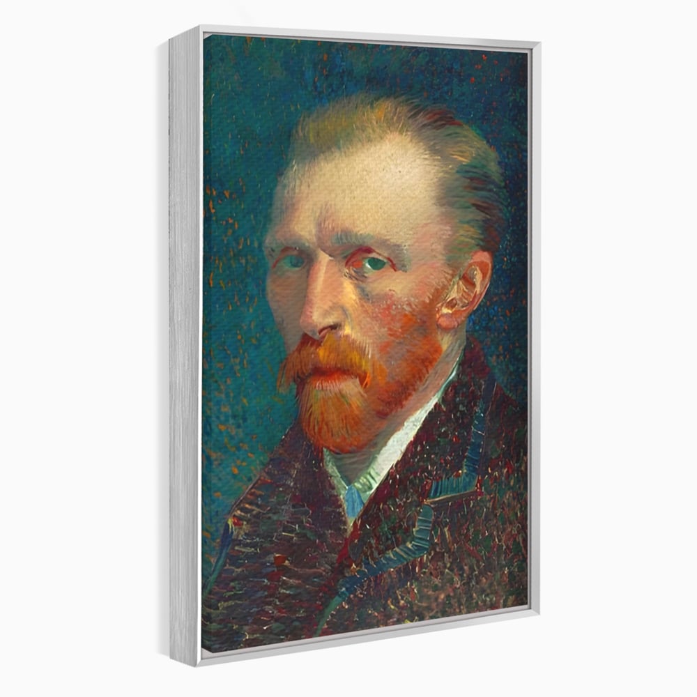 Tablou canvas cu autoportret vincent van gogh, in rama de aluminiu argintiu