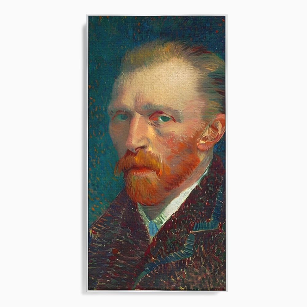 Tablou canvas cu autoportret vincent van gogh, in rama de aluminiu argintiu
