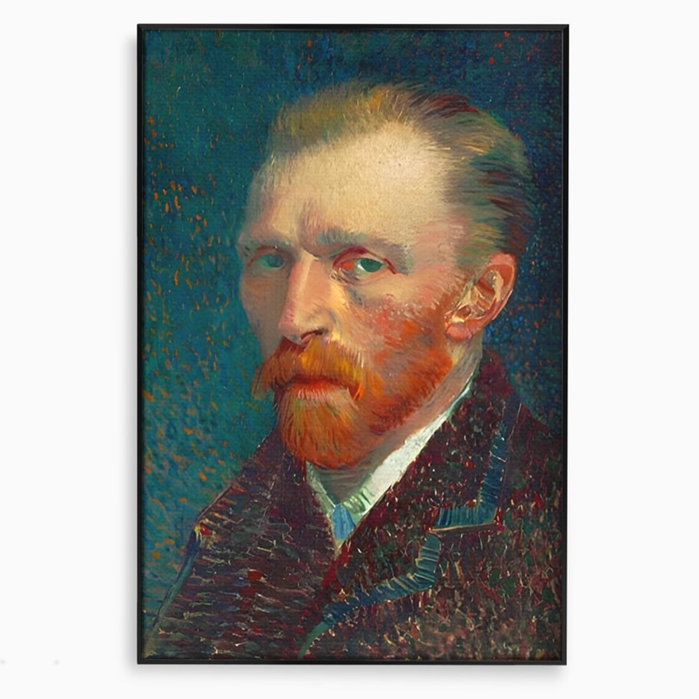Tablou canvas cu autoportret vincent van gogh, in rama de aluminiu negru
