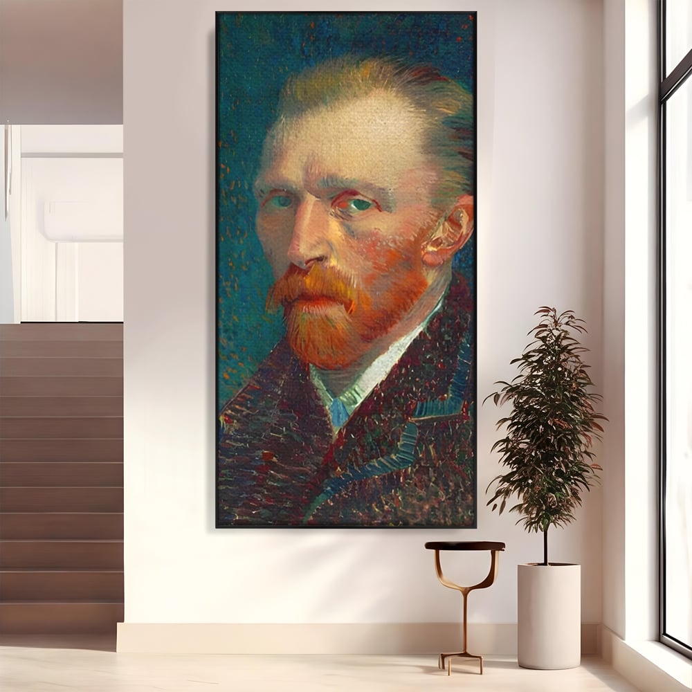 Tablou canvas cu autoportret vincent van gogh, in rama de aluminiu negru