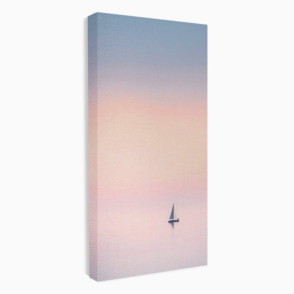 Tablou canvas cu tablou canvas cu barca cu vele pe apa, fara rama, pe sasiu de lemn