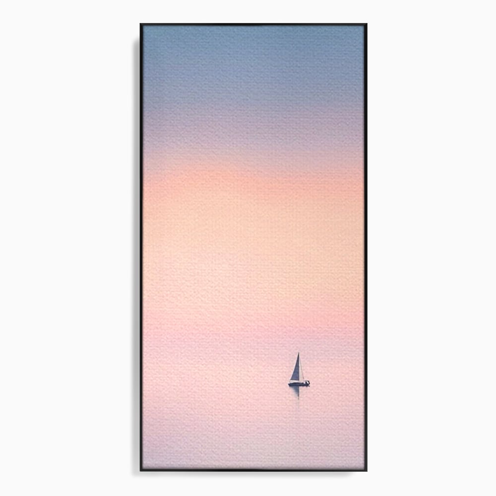 Tablou canvas cu tablou canvas cu barca cu vele pe apa, in rama de aluminiu negru