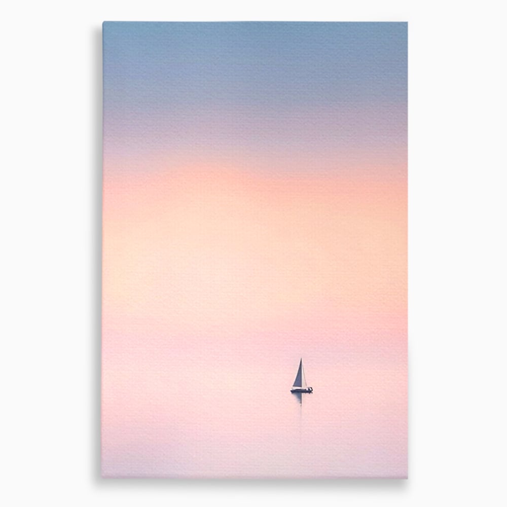 Tablou canvas cu tablou canvas cu barca cu vele pe apa, fara rama, pe sasiu de lemn