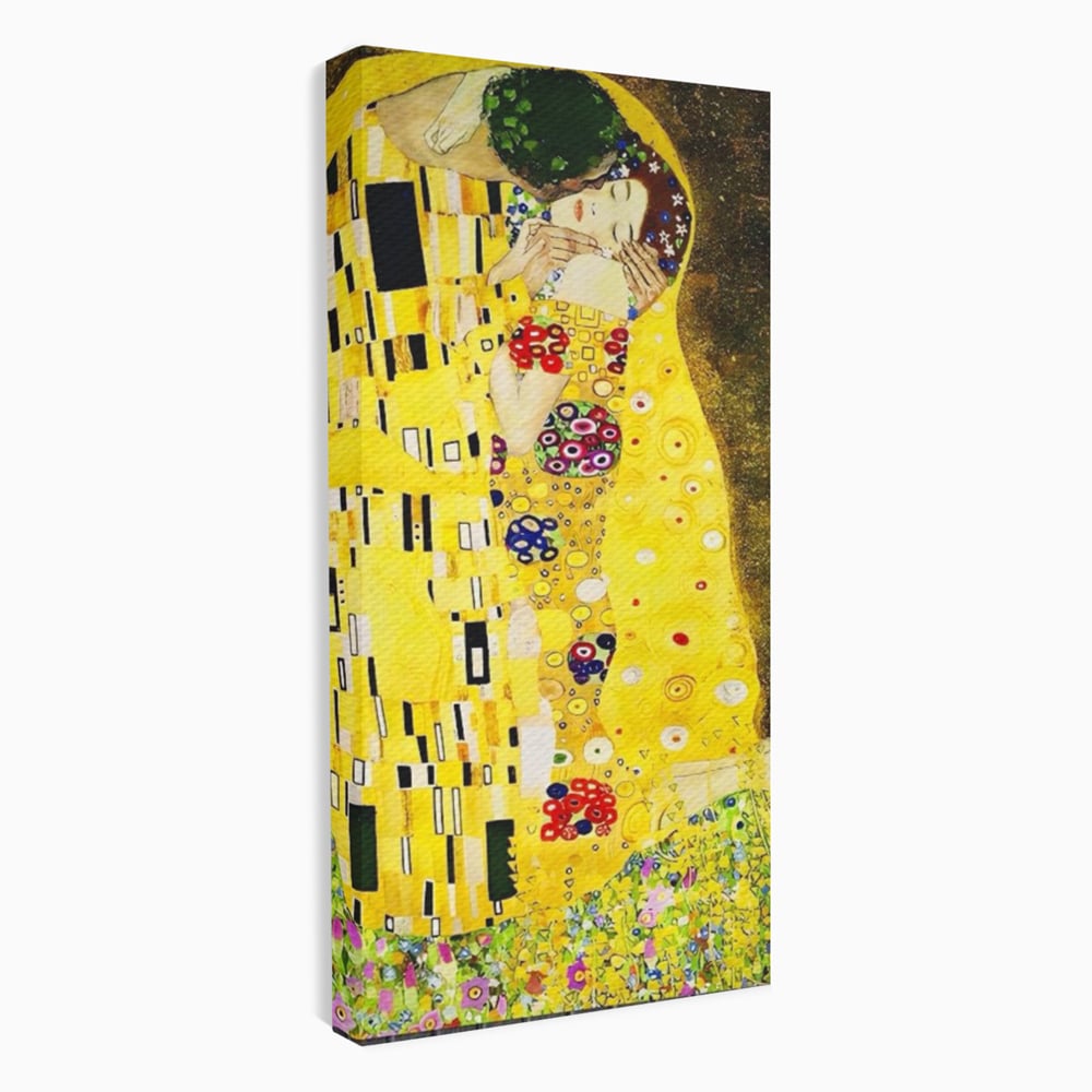 Tablou canvas cu reproducere pictura celebrul sarut klimt, fara rama, pe sasiu de lemn