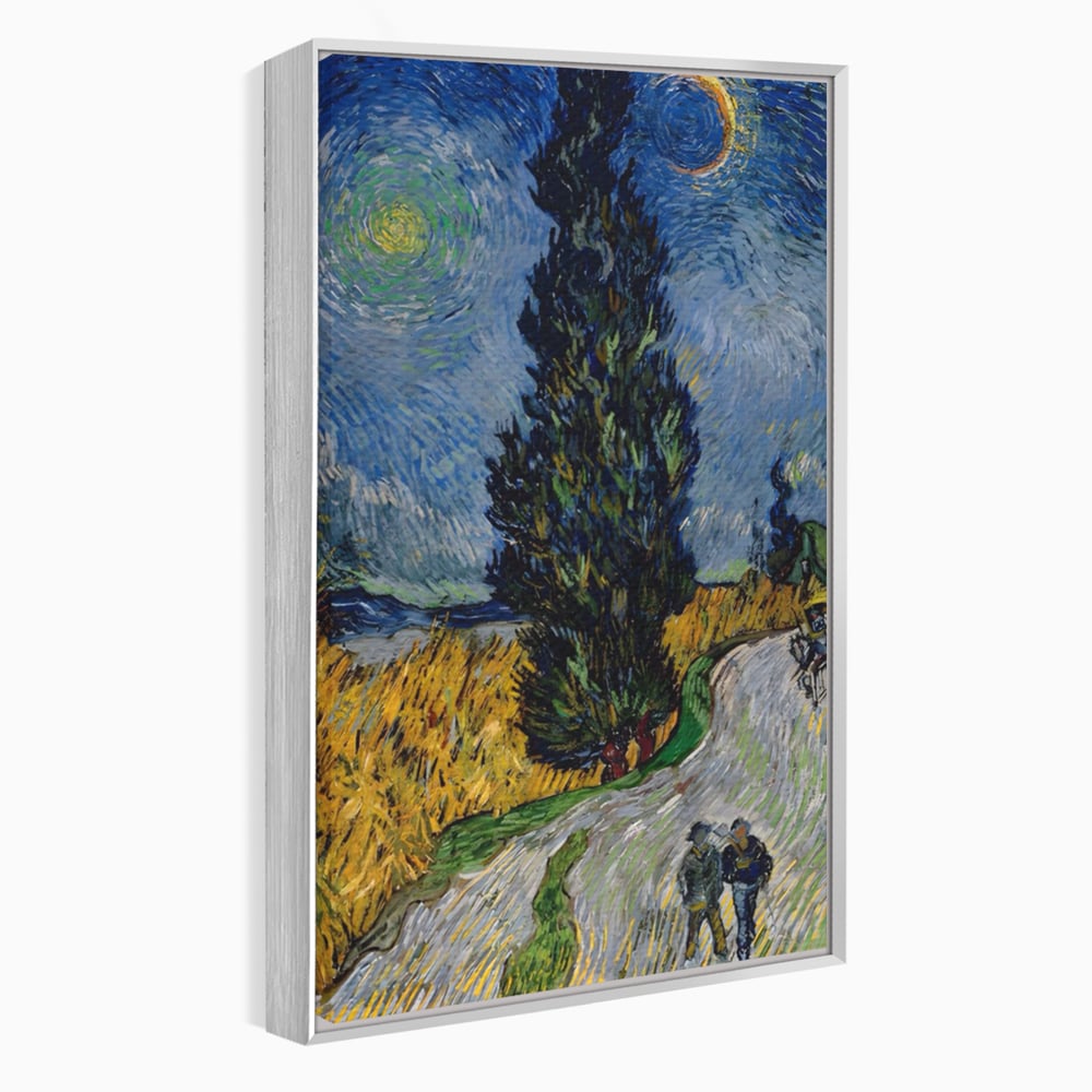 Tablou canvas cu reproducere pictura van gogh, in rama de aluminiu argintiu