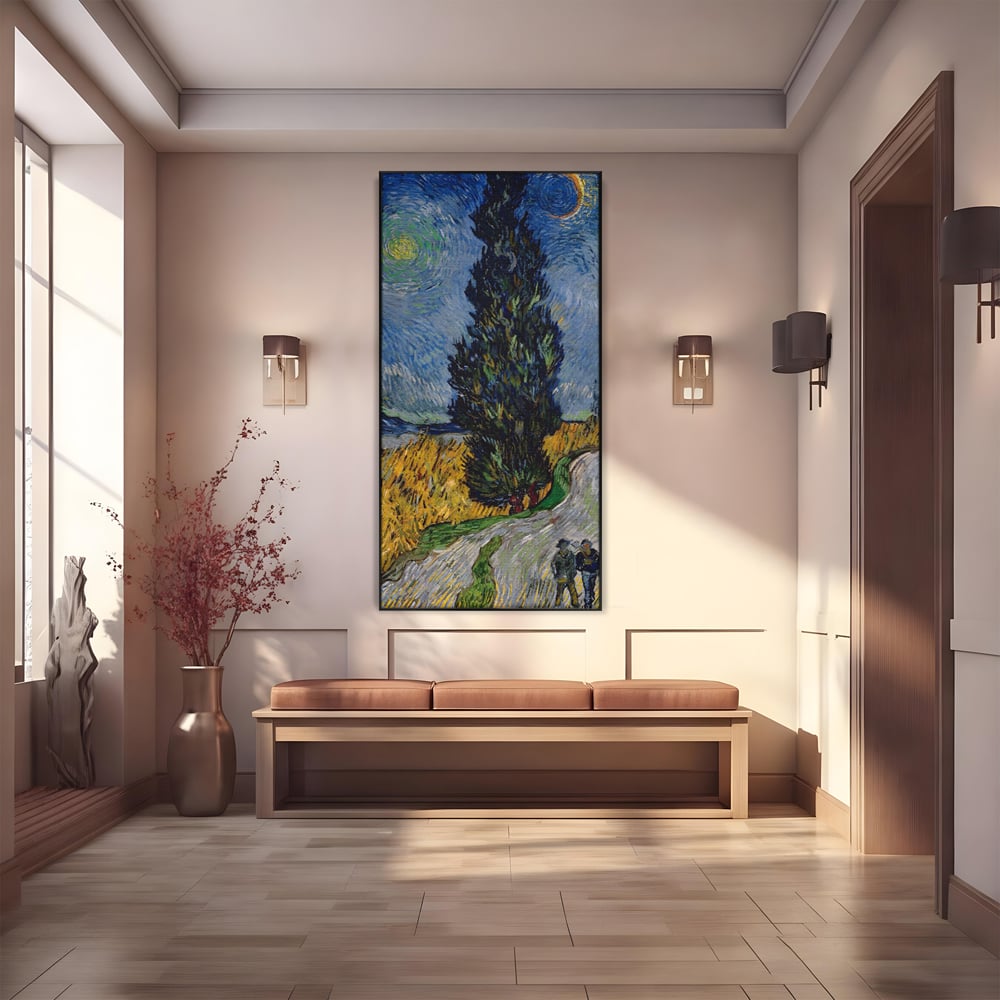 Tablou canvas cu reproducere pictura van gogh, in rama de aluminiu negru