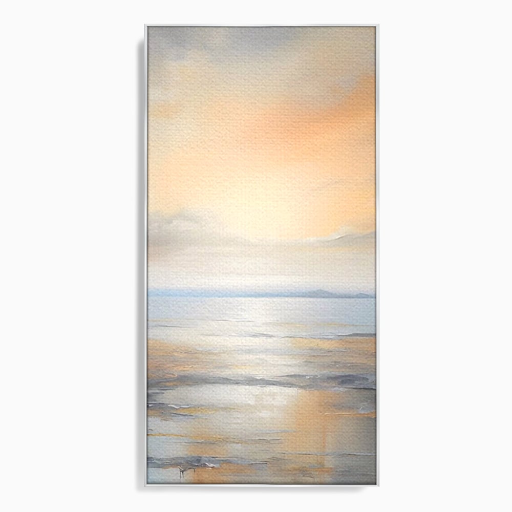 Tablou canvas cu tablou canvas cu peisaj marin abstract, in rama de aluminiu argintiu