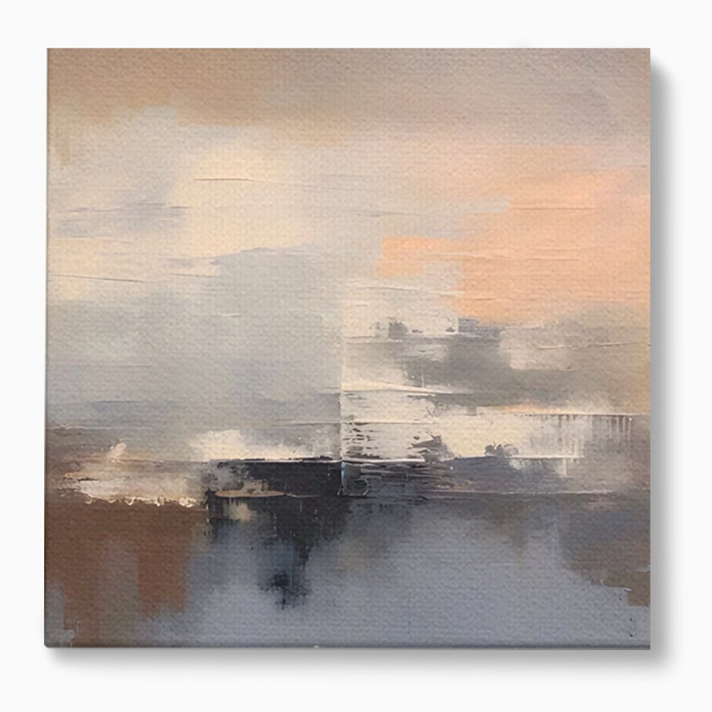 Tablou canvas cu pictura abstracta cu peisaj orizonal, fara rama, pe sasiu de lemn
