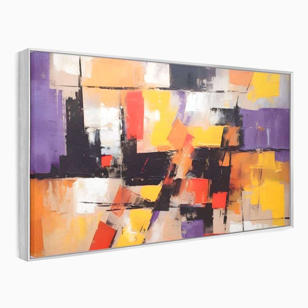 Tablou canvas cu tablou canvas cu compozitie abstracta, in rama de aluminiu argintiu