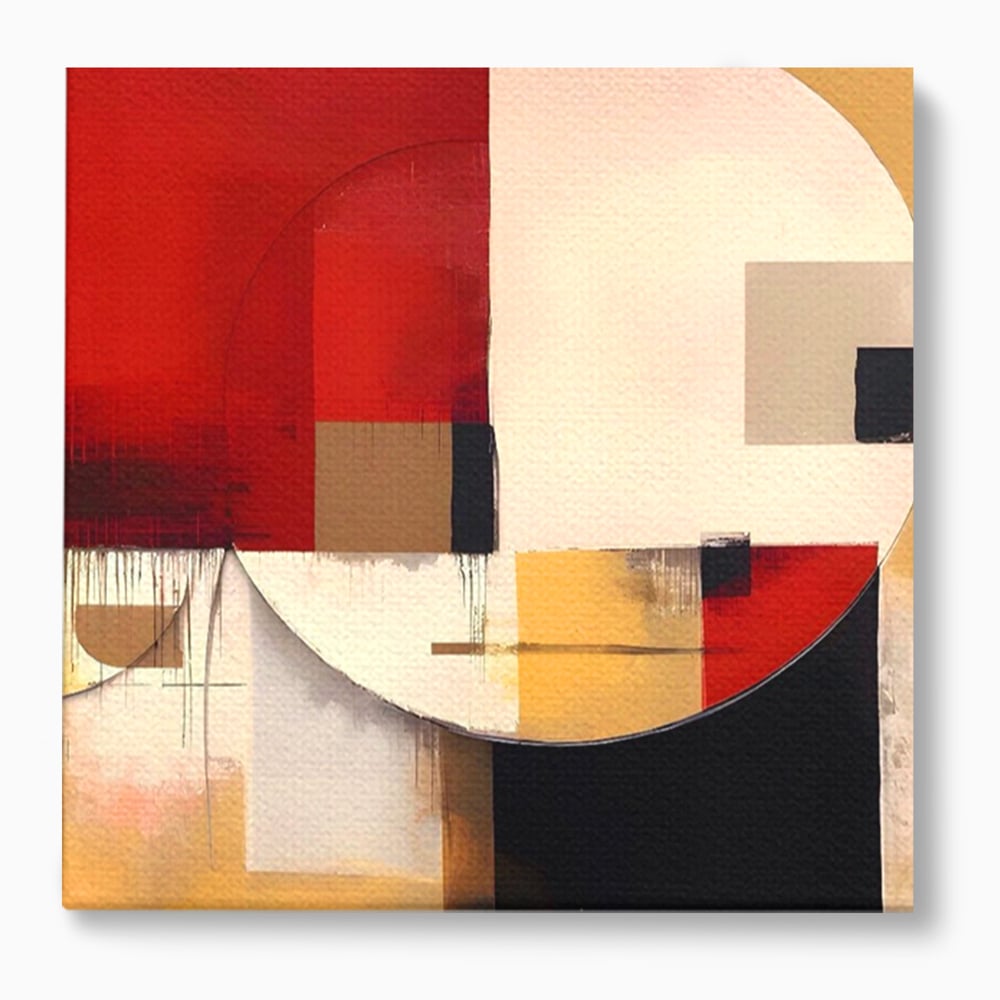Tablou canvas cu pictura abstracta cu forme geometrice, fara rama, pe sasiu de lemn