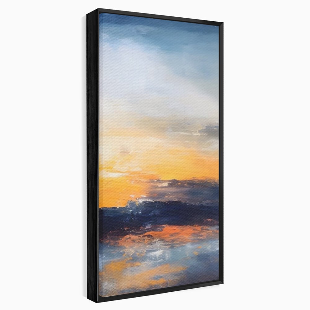 Tablou canvas cu tablou canvas cu apus abstract, in rama de aluminiu negru