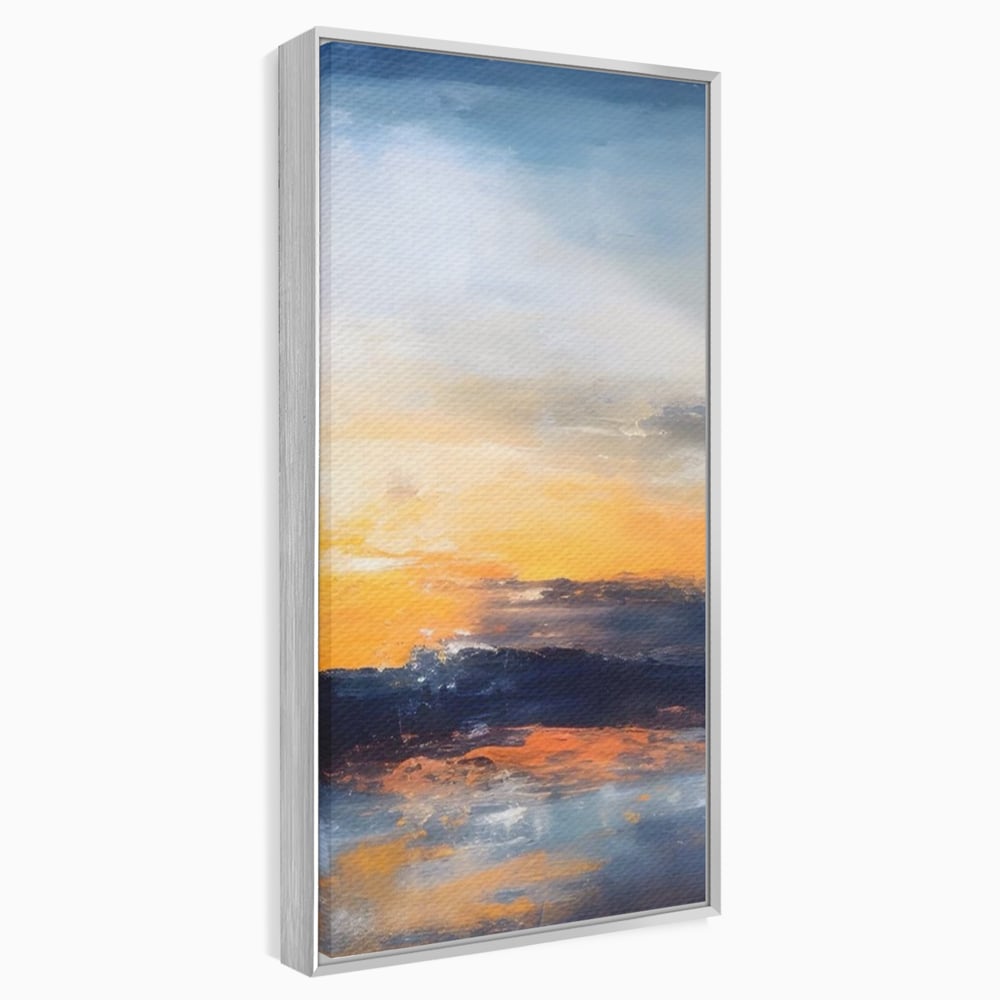 Tablou canvas cu tablou canvas cu apus abstract, in rama de aluminiu argintiu