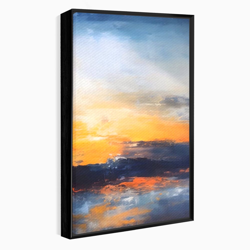 Tablou canvas cu tablou canvas cu apus abstract, in rama de aluminiu negru
