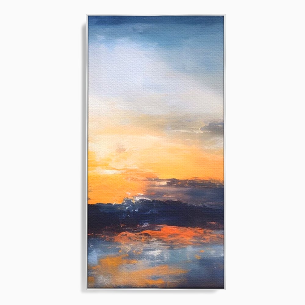 Tablou canvas cu tablou canvas cu apus abstract, in rama de aluminiu argintiu