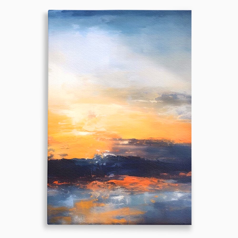 Tablou canvas cu tablou canvas cu apus abstract, fara rama, pe sasiu de lemn